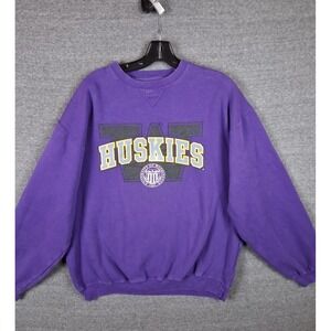 VTG Huskies Adult Sweatshirt Medium Purple Logo 90s Gear Pullover Crew Gear